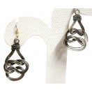 Silver Oxidized Earring - Hook Dangle Drop - Modern Abstract Infinity Design 1